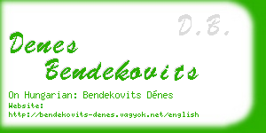 denes bendekovits business card
