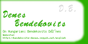 denes bendekovits business card